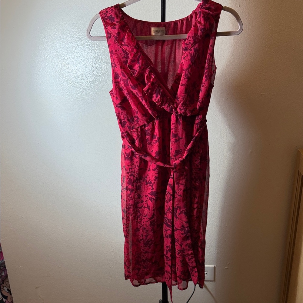 Women's Pink Floral V-Neck Sleeveless Dress